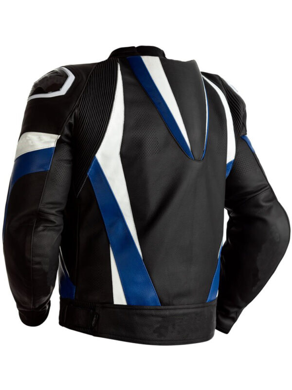 Motorcycle black And blue And White Leather jacket - Image 2