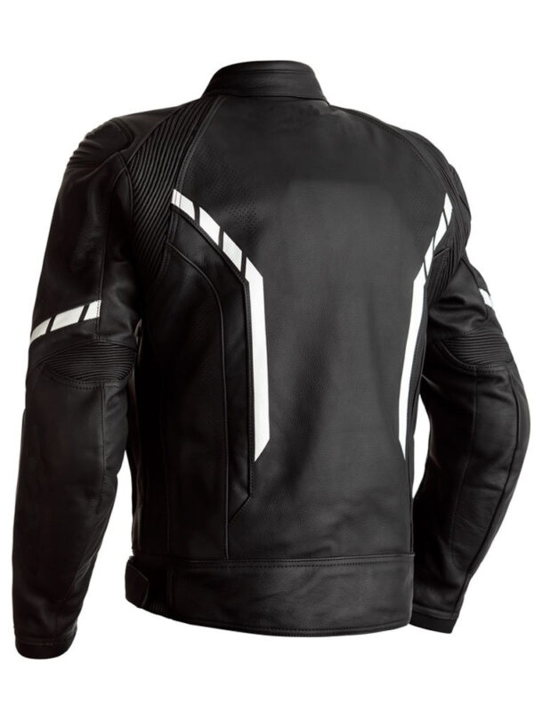 Motorcycle black And White Leather jacket - Image 2