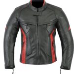 Motorcycle Black Red Leather Armor Jacket