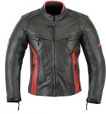 Motorcycle Black Red Leather Armor Jacket