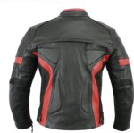 Motorcycle Black Red Leather Armor Jacket - Image 2