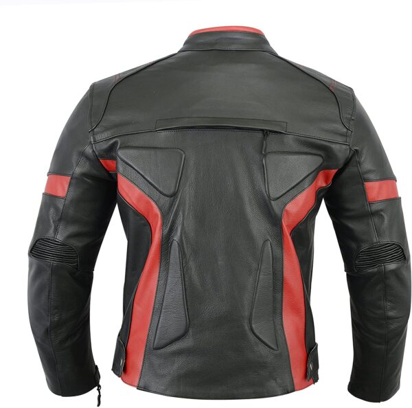 Motorcycle Black Red Leather Armor Jacket - Image 2
