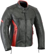 Motorcycle Black Red Leather Armor Jacket - Image 3