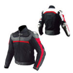 Motorcycle Black Red Stripes Leather Motorcycle Jacket