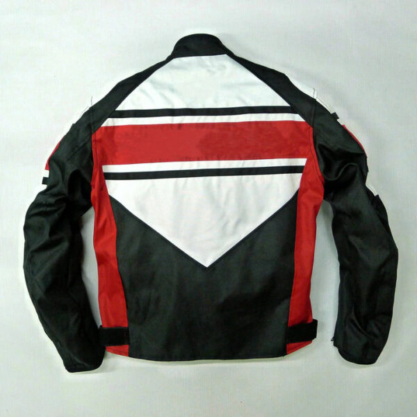 Motorcycle Real Leather Red And White Safety Pads Jacket - Image 2