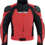Motorcycle Real Leather Red,Black And White Safety Pads Jacket