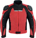 Motorcycle Real Leather Red,Black And White Safety Pads Jacket