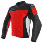 Motorcycle Red Black And White  Leather  Racing Jacket