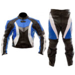 Motorcycle Sports Black & Blue Biker Leather Suit