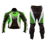 Motorcycle Sports Black & Green Biker Leather Suit
