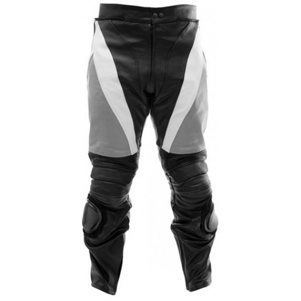 motorcycle-sports-black-grey-leather-pants.jpg Motorcycle Sports Black & Grey Leather Pants - Image 1