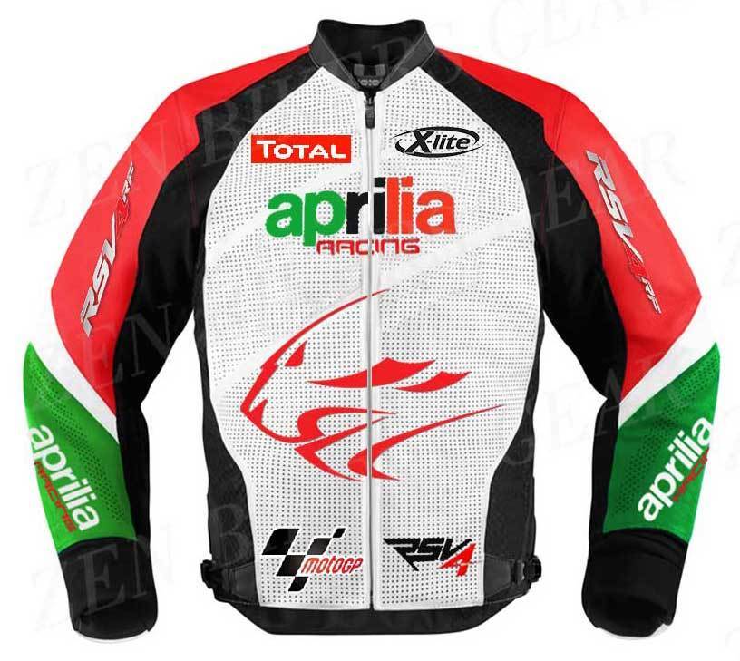 Aprilia Racing Motorcycle Leather Motorcycle Jacket - Image 1
