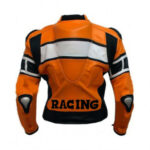 New Mens Custom Orange Racing Motorcycle Style Jackets - Image 2