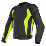 Nexus Motorcycle Leather Jacket Black,Fluo Yellow