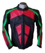 Red, Green and Black Motorcycle Leather Jacket