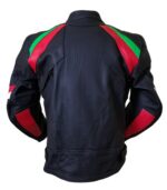 Red, Green and Black Motorcycle Leather Jacket - Image 3