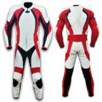 Red Leather Motorbike Racing Suit