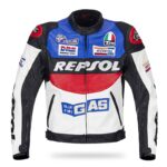 Repsol Duhan Blue And White Leather Motorcycle Jacket