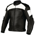 Men Black White Contrast Leather Safety Pads Jacket