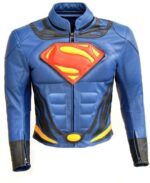 Superman Real Leather Motorcycle Jacket Blue and Red
