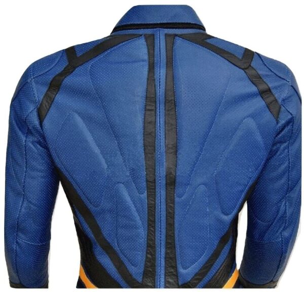 Superman Real Leather Motorcycle Jacket Blue and Red - Image 2