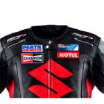 Suzuki Black Motorcycle Racing Leather Jacket - Image 3