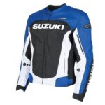 Suzuki Blue And White Motorcycle leather Jacket