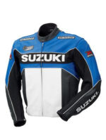Suzuki Blue & White Motorcycle Leather Jacket