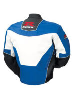 Suzuki Blue & White Motorcycle Leather Jacket - Image 2