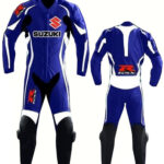 SUZUKI GSXR Motorcycle Blue Leather Suit