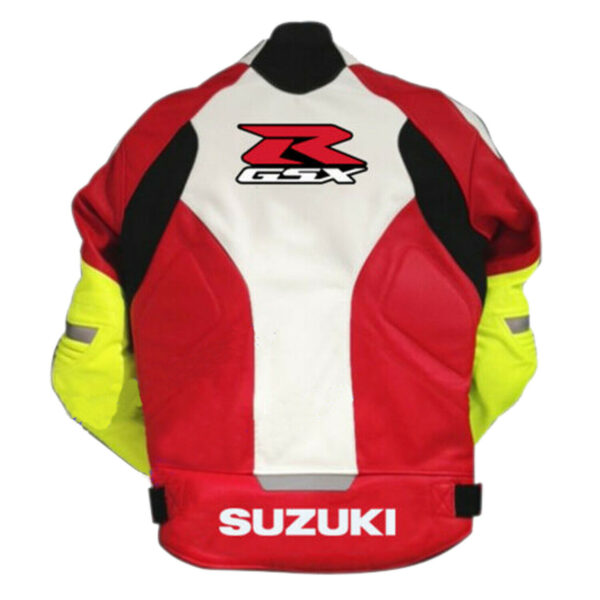 Suzuki Gsxr Red And White Safety Pads Motorcycle Jacket - Image 2