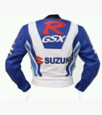 Suzuki GSXR Motorcycle Leather Blue Racing Jacket - Image 2