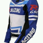 Suzuki GSXR Motorcycle Leather Blue Racing Jacket