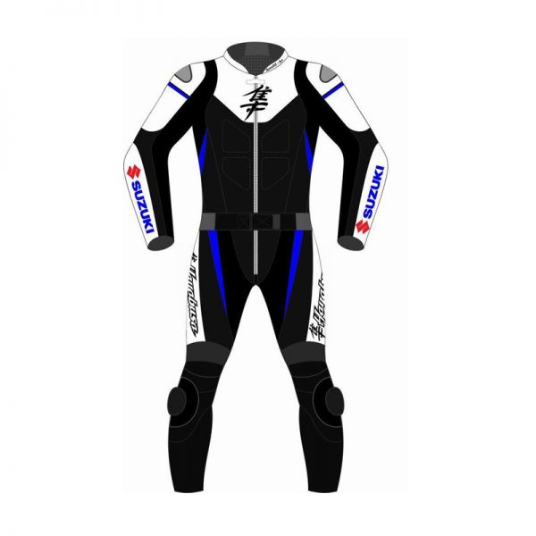 suzuki-hayabusa-black-and-white-motorcycle-leather-suit.jpg Suzuki Hayabusa Black And White Motorcycle Leather Suit - Image 1