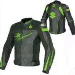 Suzuki Hayabusa Motorcycle Green And Black Leather Racing Jacket