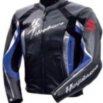 Suzuki Hayabusa Motorcycle Leather Racing Blue Jacket
