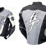 Suzuki Hayabusa Motorcycle Leather Racing Grey Jacket