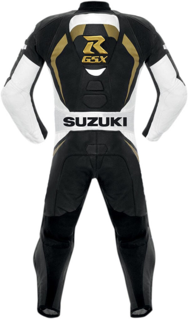 SUZUKI Motorbike Branded Sport Golden Strips Leather Suit - Image 2