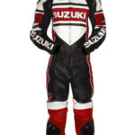 SUZUKI Motorcycle Branded White Leather Suit