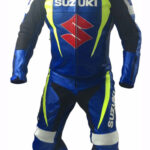 SUZUKI Motorcycle Blue Leather Suit