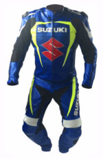SUZUKI Motorcycle Blue Leather Suit