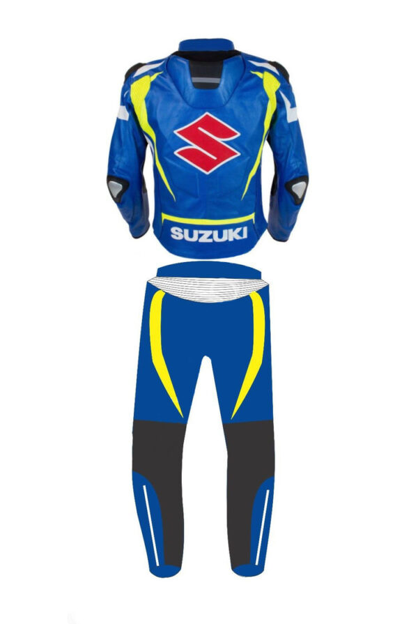 SUZUKI Motorcycle Blue Leather Suit - Image 2