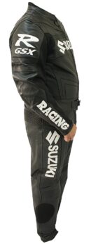 SUZUKI Racing Motorcycle Black Leather Suit - Image 2