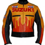 Suzuki Repsol Motorcycle Michelin Fire Flame Racing Leather Jacket