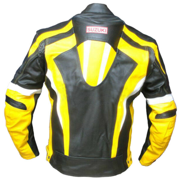 Suzuki Yellow And Black Motorcycle leather Jacket - Image 2