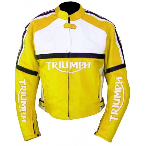 triumph-yellow-racing-motorcycle-leather-jacket-with-safety-pads.jpg Triumph Yellow Racing Motorcycle Leather Jacket With Safety Pads - Image 1