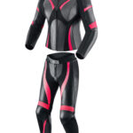 Two piece Motorcycle leather Black & Pink suit