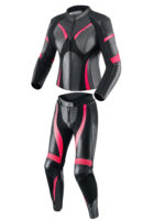 Two piece Motorcycle leather Black & Pink suit