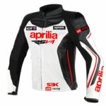 White Aprilia Motorbike Racing Leather Jacket Ce Approved