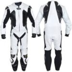 White Motorbike Racing Leather Suit